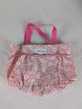 Bitty Baby Diaper Bag American Girl Pleasant Co Pink Orange Floral Pockets